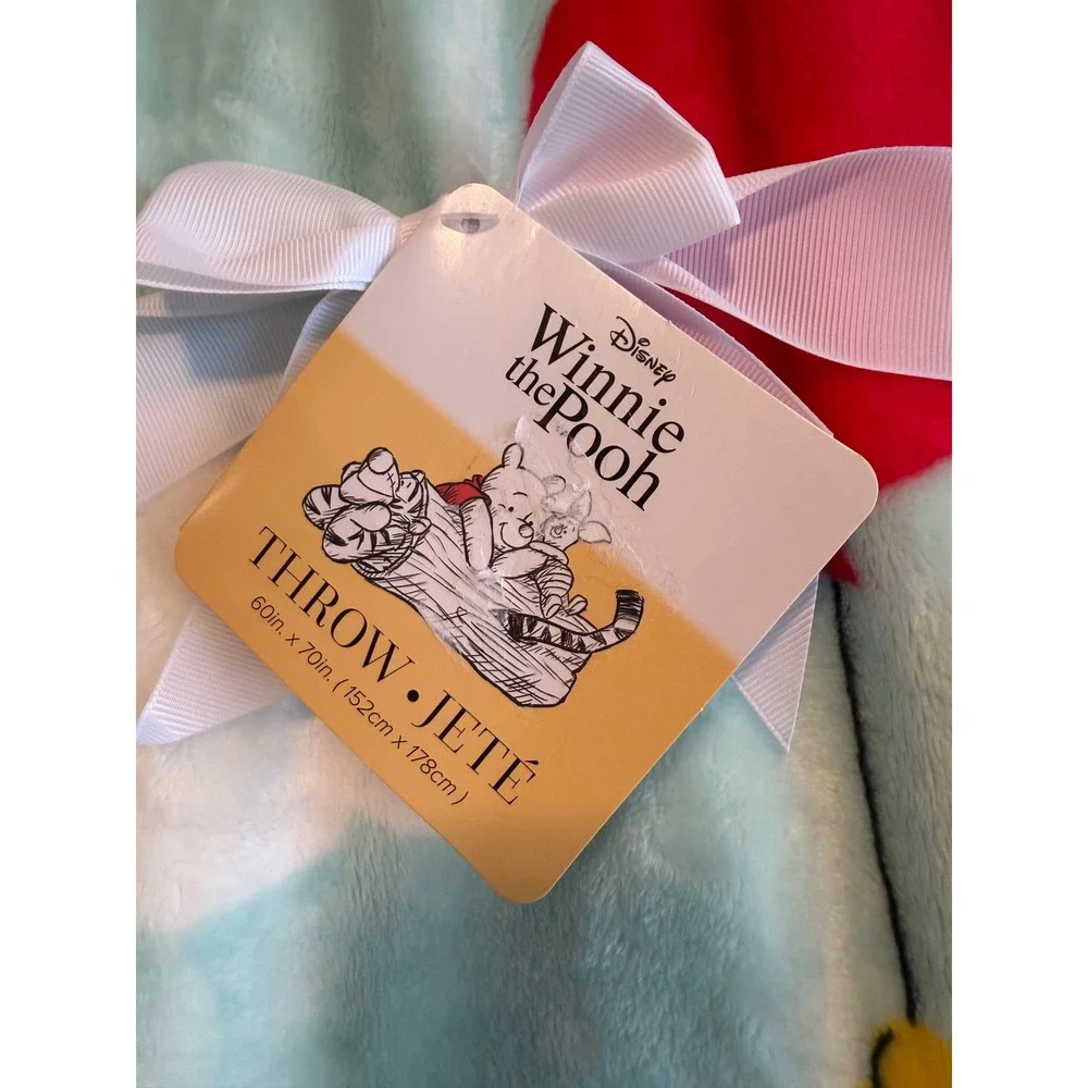 Disney Winnie the Pooh Red Balloon Cloud Plush Throw Blanket 60x70 Blue NEW